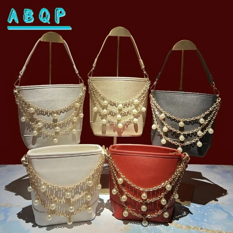 ABQP New Dinner Women's Bag Dinner Party Clutch Bag Luxury Brand Fashion Pearl Chain Personalized Women's Shoulder Messenger Bag