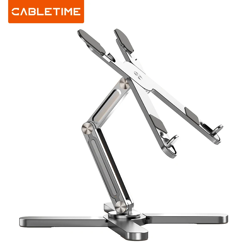 Cabletime-suporte Dobrável de Alumínio para Laptop Rotação 360 ° Rotação do Tablet Suporte de Rotação Liga Suporte Vertical para Macbook Pro