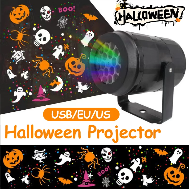 ハロウィンプロジェクターライト屋外ホリデーカボチャゴーストスカルホラープロジェクター回転LEDステージライトハロウィンパーティーの装飾