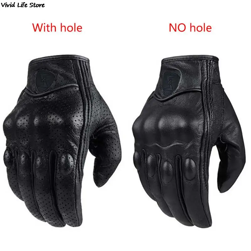 Motorcycle Gloves black Racing Genuine Leather Motorbike white Road Racing Team Glove men summer winter