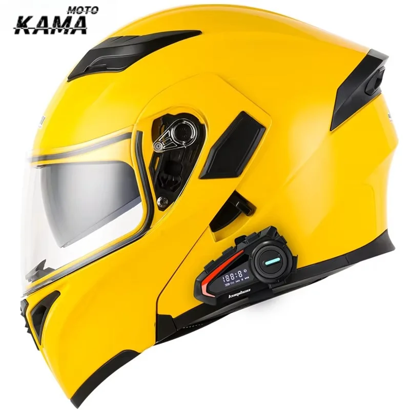 Bluetooth Helmet Flip Up Visor Dual Lens Casco Moto Cool Motorcycle Helmet Full Face Casco Black Motorbike Helmets Modular