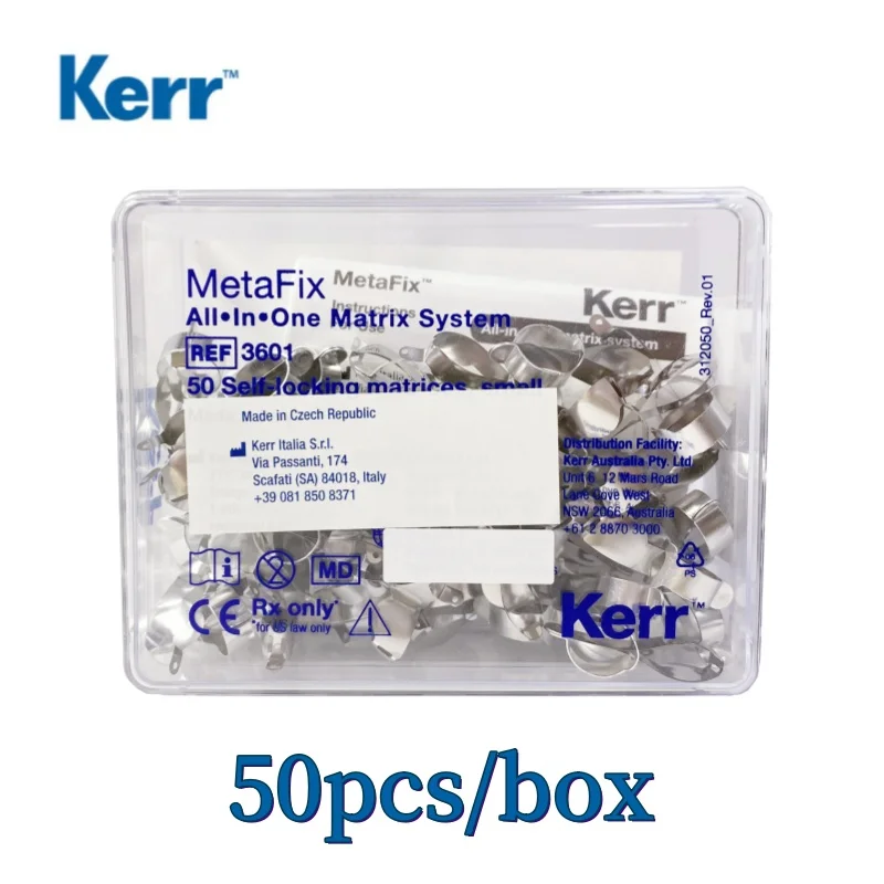 

Kerr Matrix System Dental Metal Posterior Molding 50pcs/box All-In-One Matrix System Self-locking Matrices Dental Materials