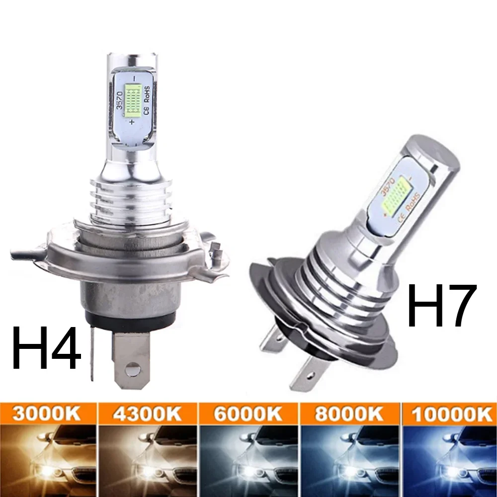 

2Pcs H7 Led CSP Car Fog Light H4 H11 H8 H9 H16 Headlight 9005 9006 Hb4 H1 H3 Led Lamps Driving Running Light 6500K 12V 24V