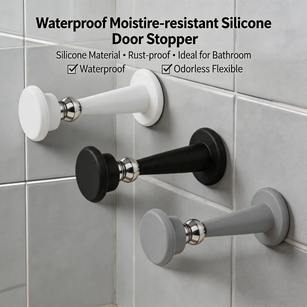 Punch-Free Soft Silicone Floor Door Stop, Powerful Adsorption Shockproof Door Stopper for Bedroom Wall Guard Home Application