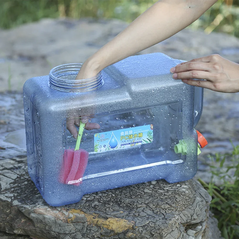 Cubo de agua portátil de 12L de capacidad con grifo, contenedor de tanque de agua pura para vehículo al aire libre, senderismo, Camping, Picnic