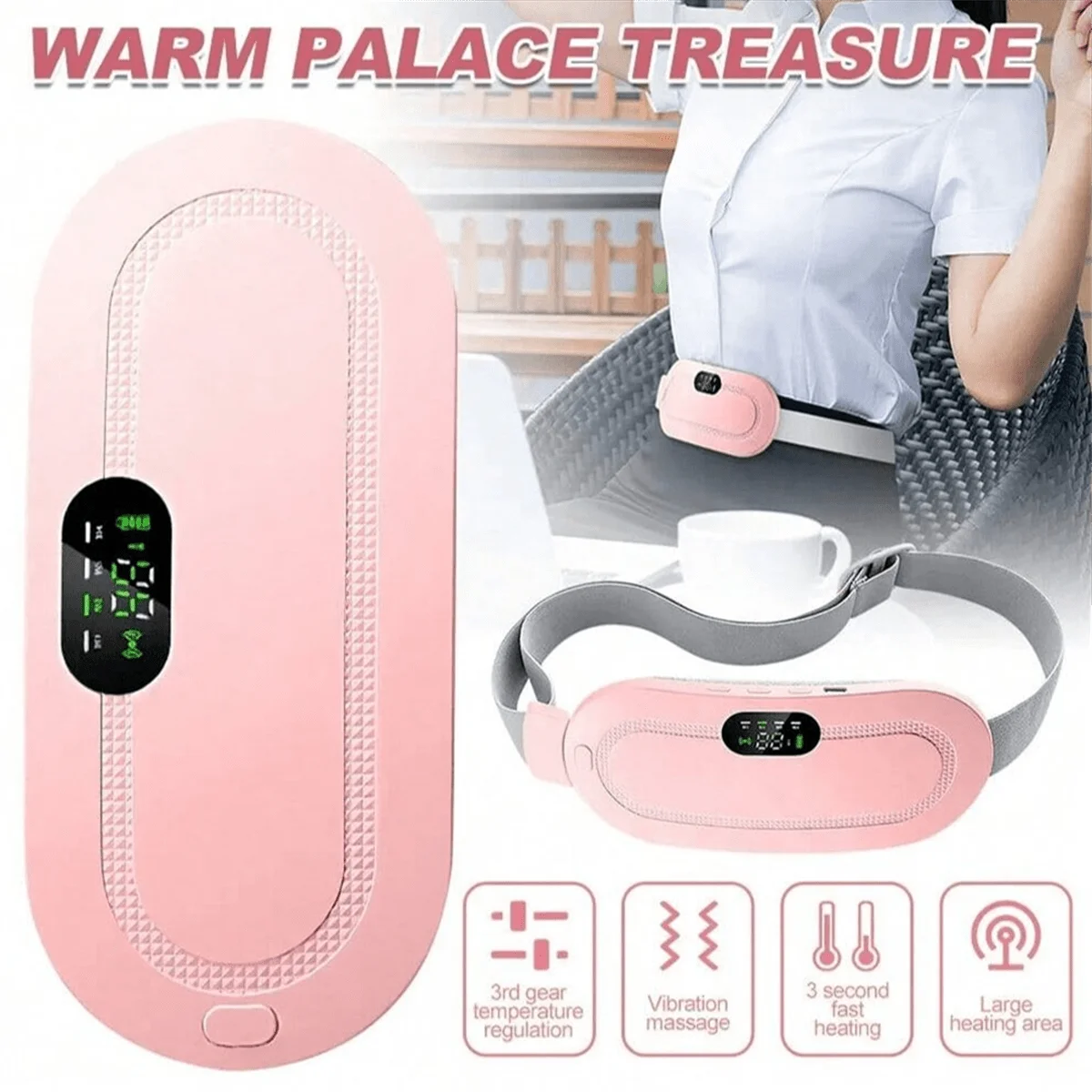 Electric Menstrual Spasm Massager Vibrator Heating Belt Suitable For Relieving Menstrual Discomfort, Keeping Waist And  heating image 4