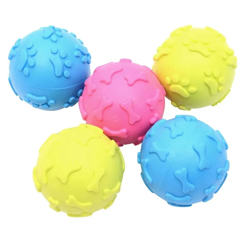 Pet dog footprint ball toys, suitable for small dogs rubber chew puppy toys Dog things dog toys pet supplies