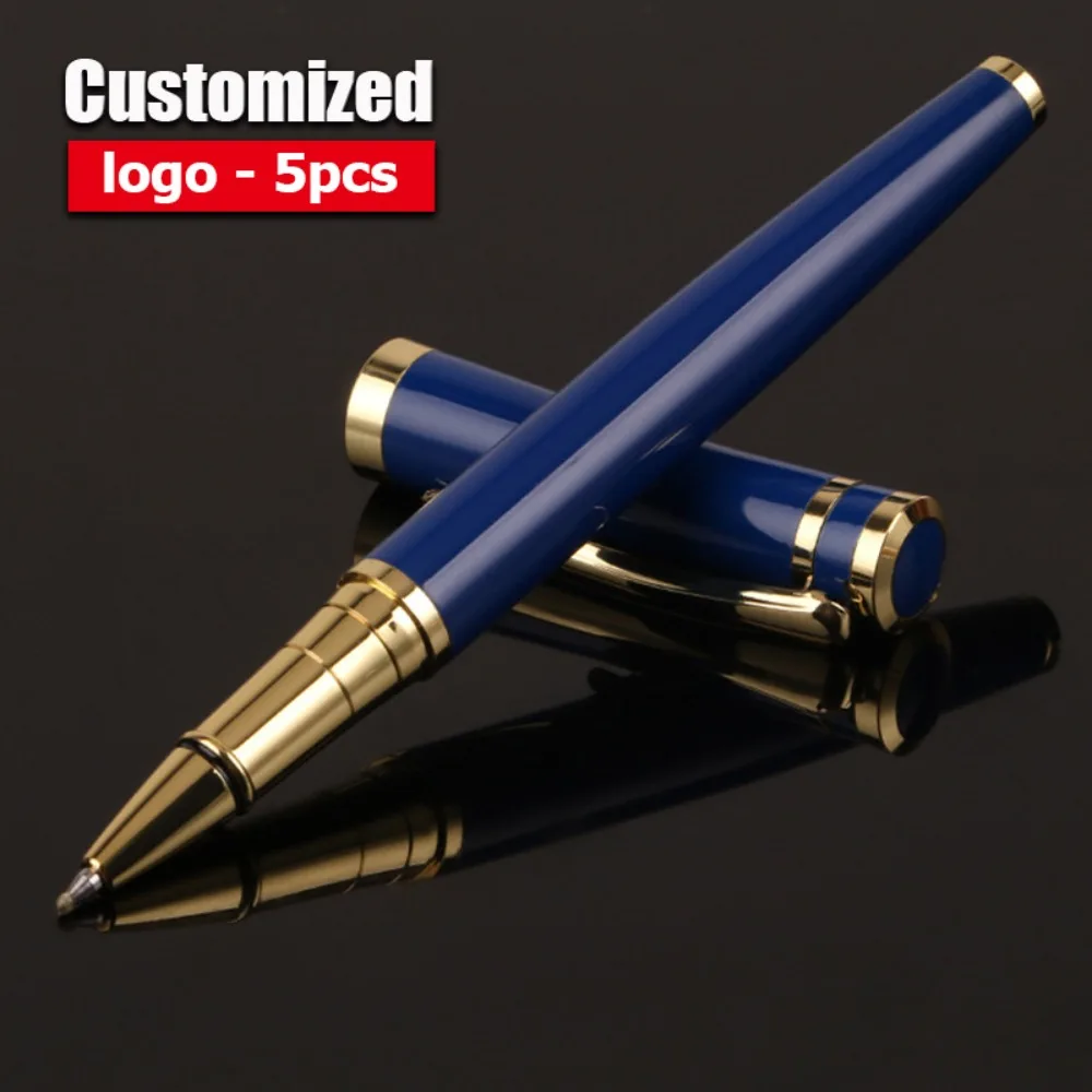 

5-40pcs High-quality Blue Metal Ballpoint Pen Free Customization of Logos Luxury Signature Pens Business Office Writing Ball Pen