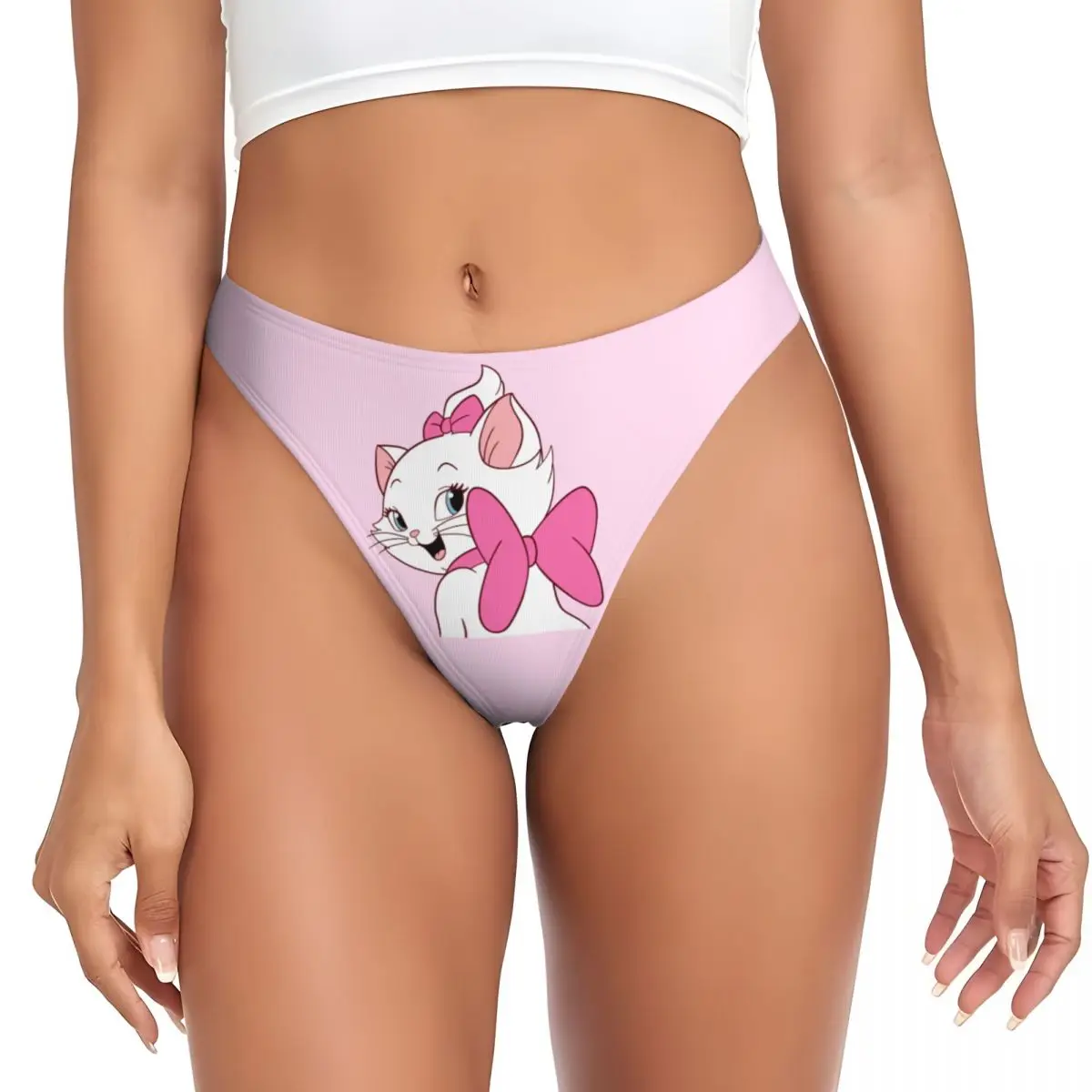 Benutzer definierte Frauen niedlichen Baby Kätzchen mit Schleifen rückblickend G-String Tanga Komfort Marie Girly Katze Film Höschen Unterwäsche