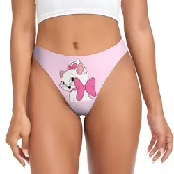 Custom Womens Cute Baby Kitten With Bows Looking Back G-string Thong Comfort Marie Girly Cat Film Panties Underwear