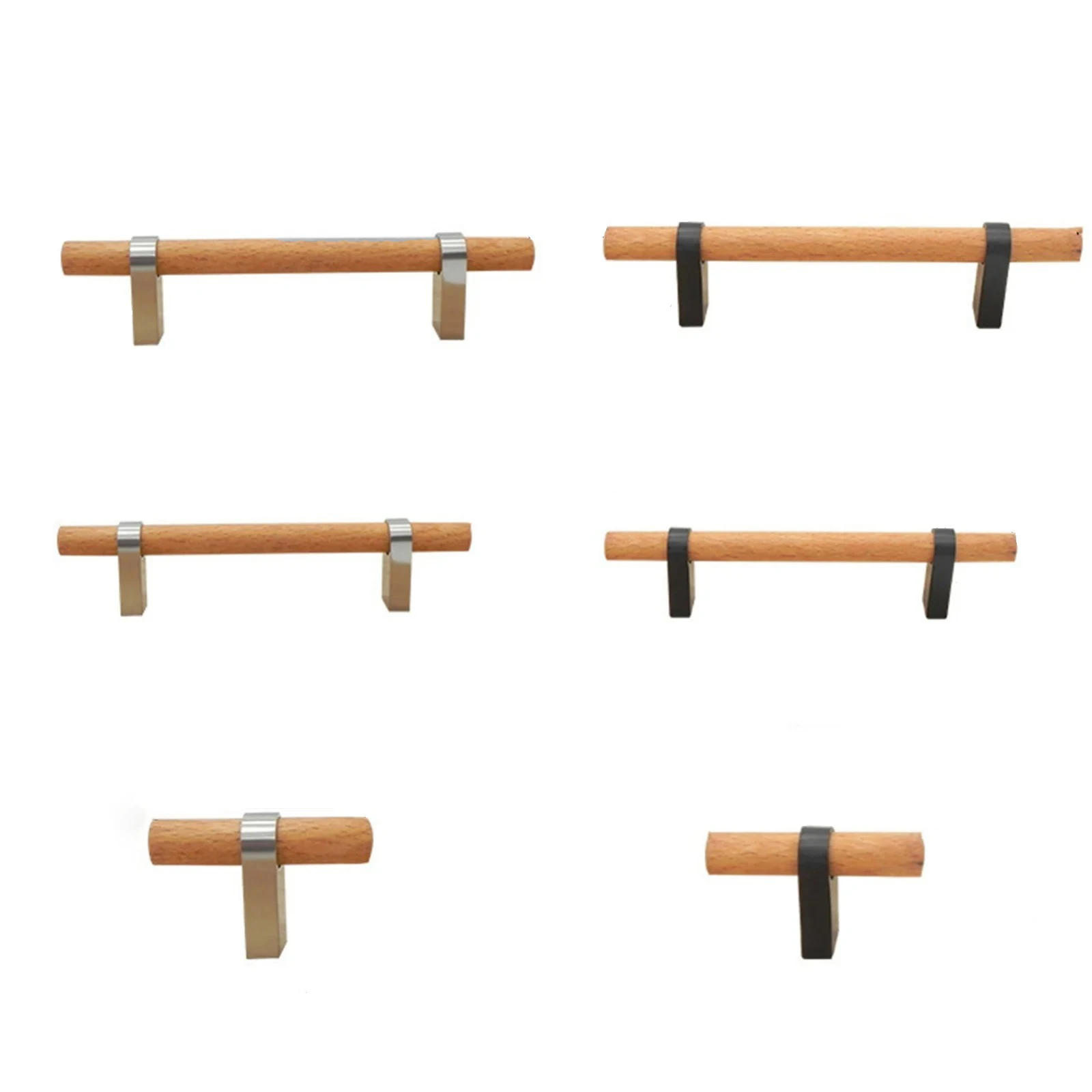 Solid Wood Handles Cabinet Doorknob Kitchen Knobs Wood Handle Drawer Pulls Modern Hardware