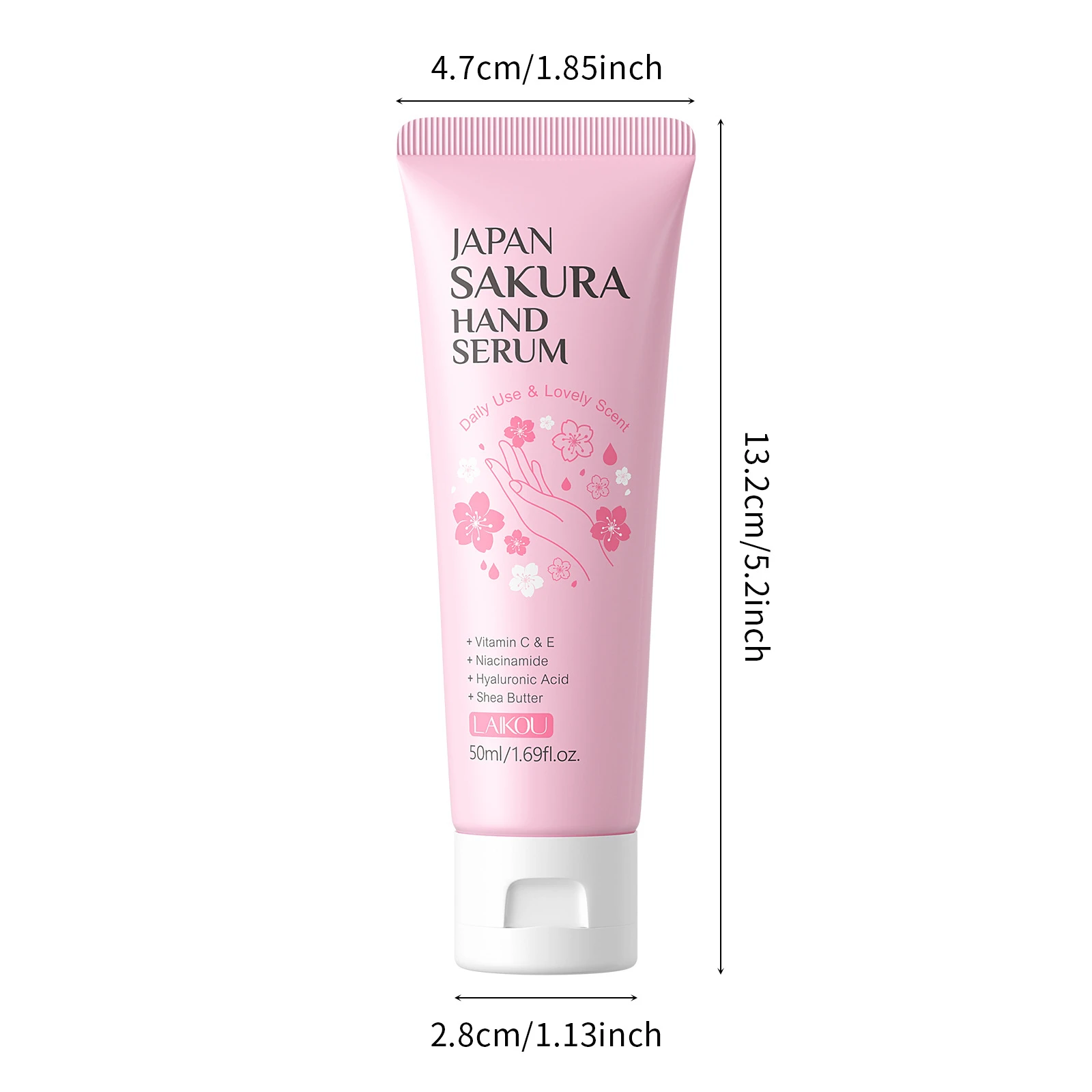 LAIKOU Sakura Hand Essence, Hydrating Moisturizing Hand Cream for Dry Skin, Nourishing Anti Aging Hand Treatment 50ml