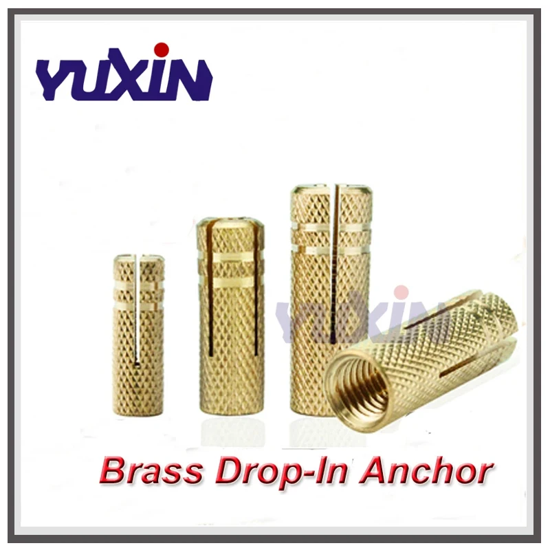 M6-M12 Brass Drop In Wall Expansion Anchor Assisted Pegs Fastener Beton Concrete Anchor High Tensile Strength Engineering Use