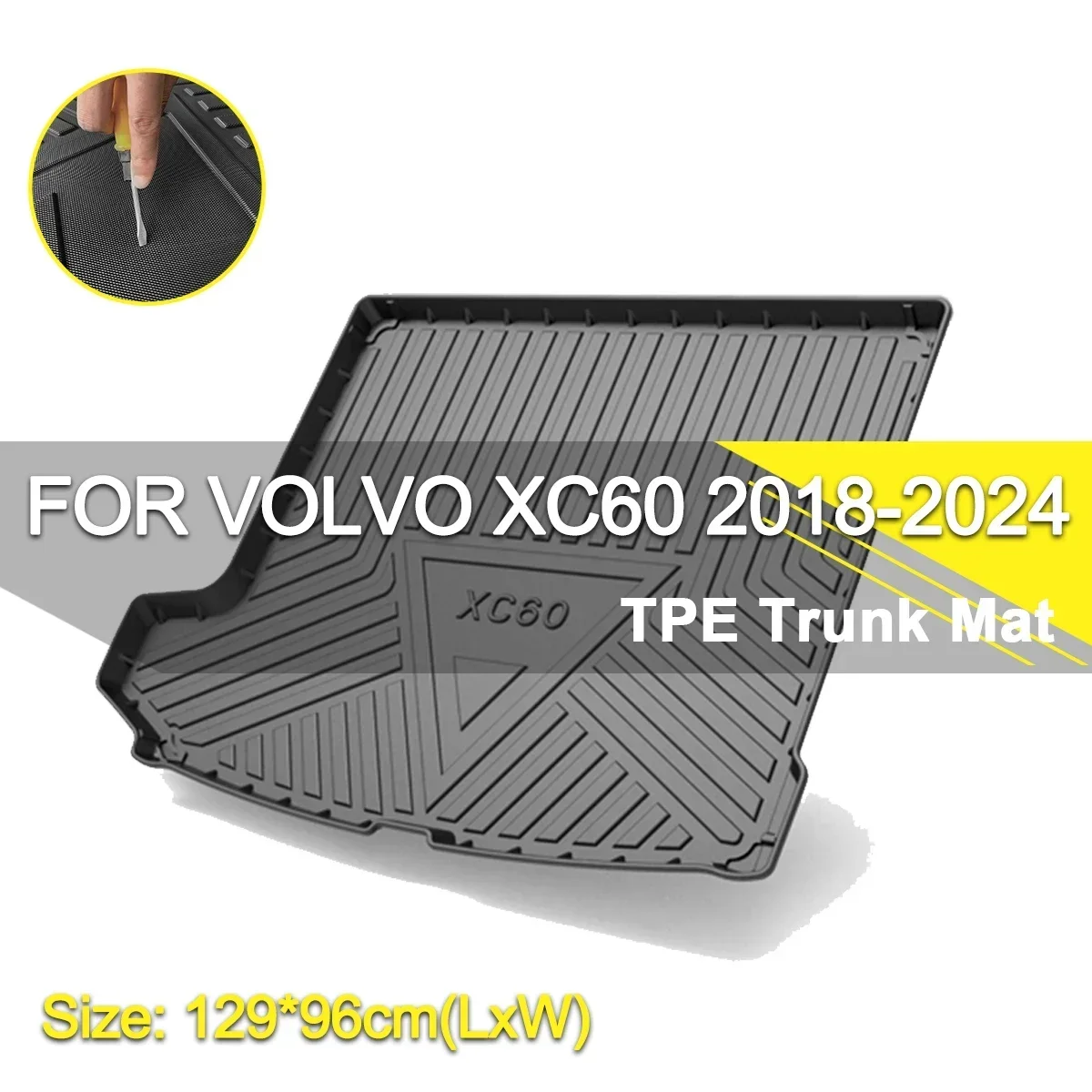 

Car Rear Trunk Cover Mat Waterproof Non-Slip Rubber TPE Cargo Liner Accessories For Volvo XC60 2018-2024