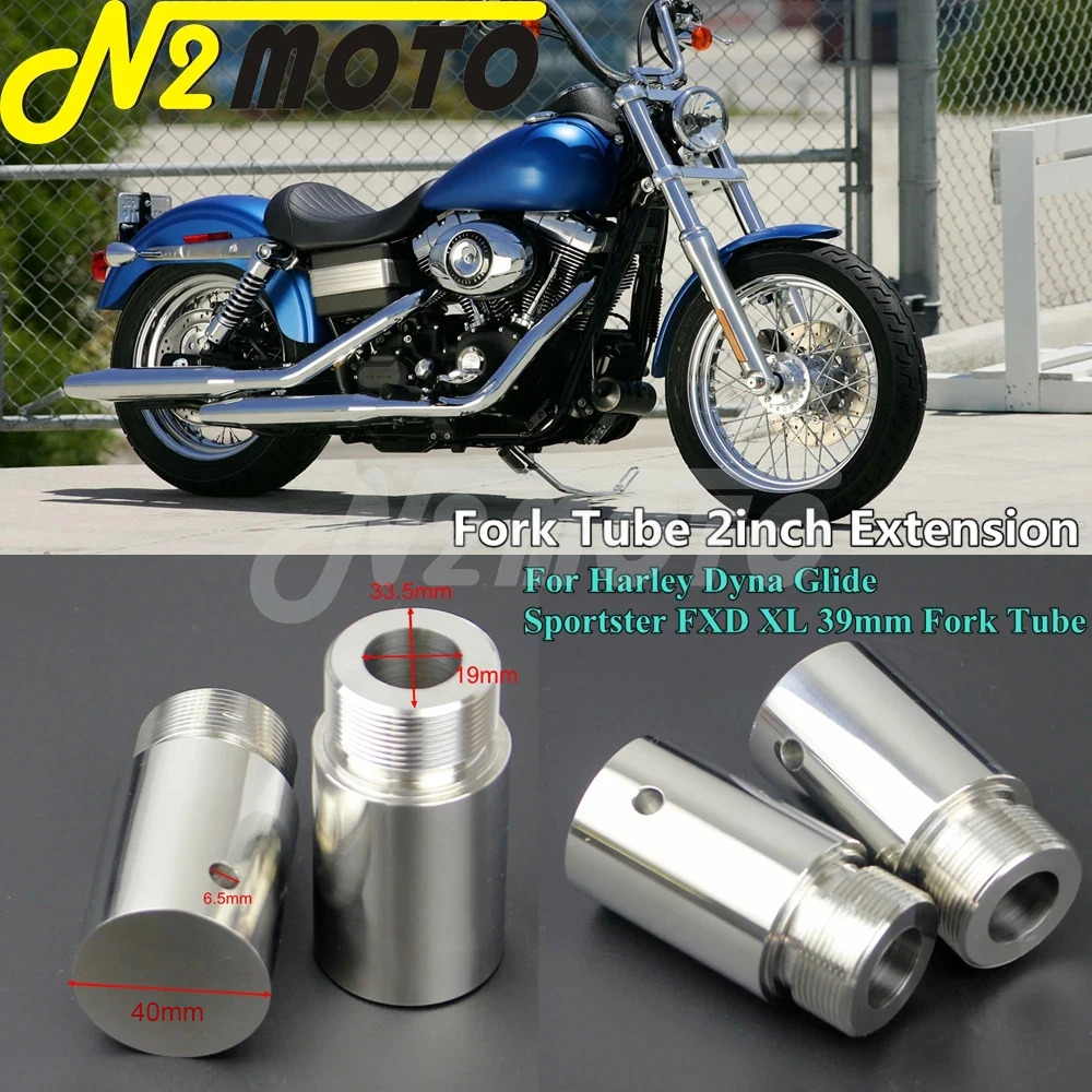 

1 Pairs Stainless Steel Motorcycle 40mm Front Fork Tube 2 inch Extensions Kits For Harley Dyna Glide Sportster XL883 XL1200 FXD