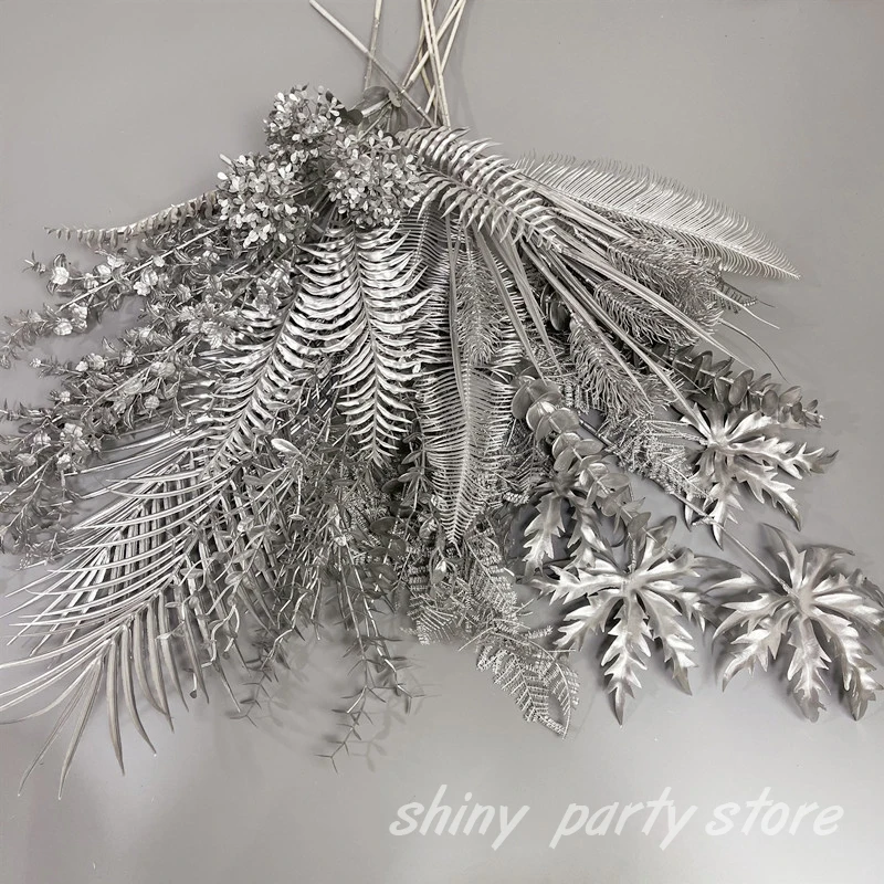 1pc Silver Imitation Flower Romantic Theme Wedding Birthday Family Flowers Arrangement Decoration Home Hotel Decor Fake Flower