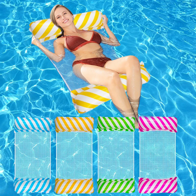 1 قطعة أرجوحة مخططة قطرية بأنبوبين لحفلة حمام السباحة على الشاطئ صف مريح عائم للمياه #1