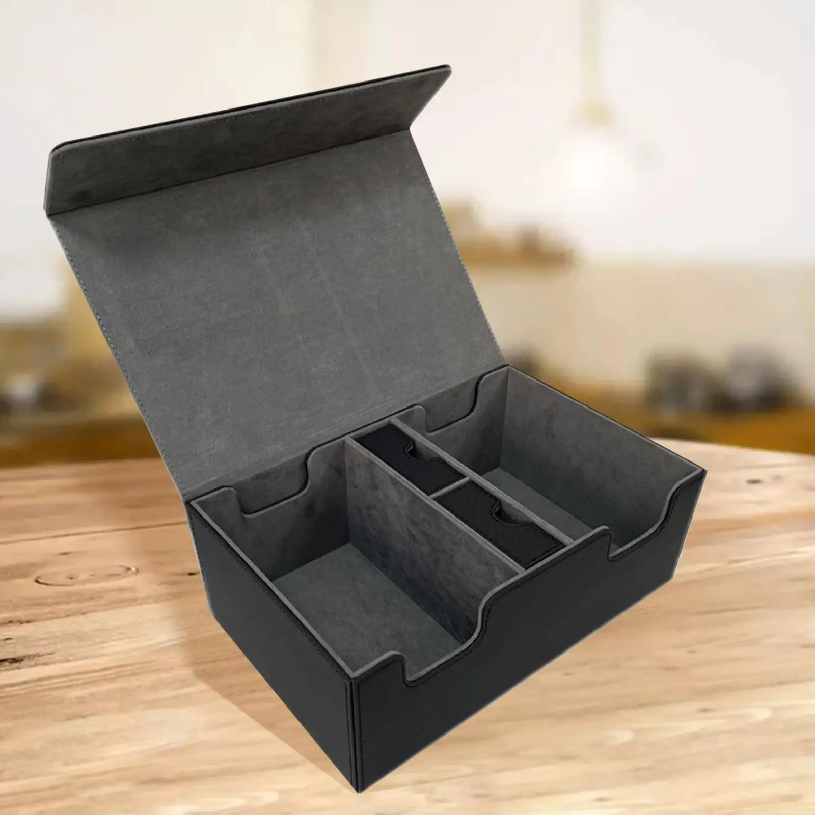 Card Game Deck Storage Box Dual Compartments Multiple Uses Multifunctional Black Red