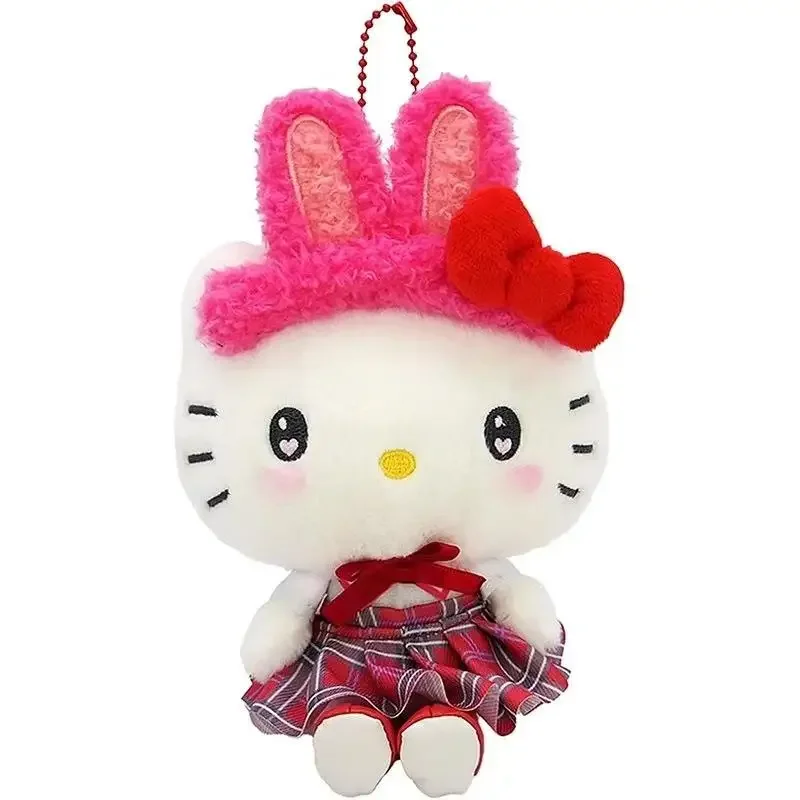 Kawaii Sanrio การ์ตูนตัวอักษรตุ๊กตาพวงกุญแจ Hello Kitty Kuromi My Melody จีบกระโปรงออกแบบกระเป๋าเป้สะพายหลังจี้สําหรับหญิง