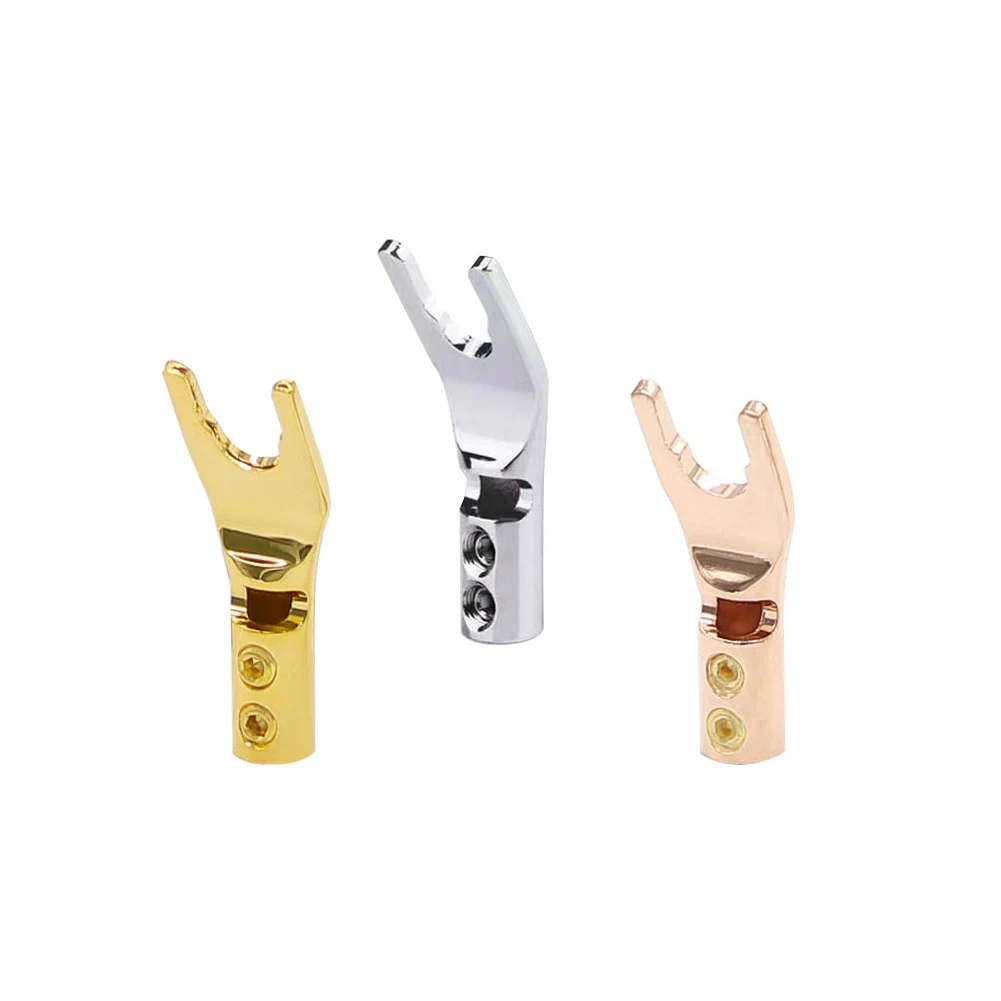 

Gold/Rhodium/Copper Plated Banana Plugs U/Y Type Solderless Banana Connector Speaker Wire Plug Connector With Double Screw Locks