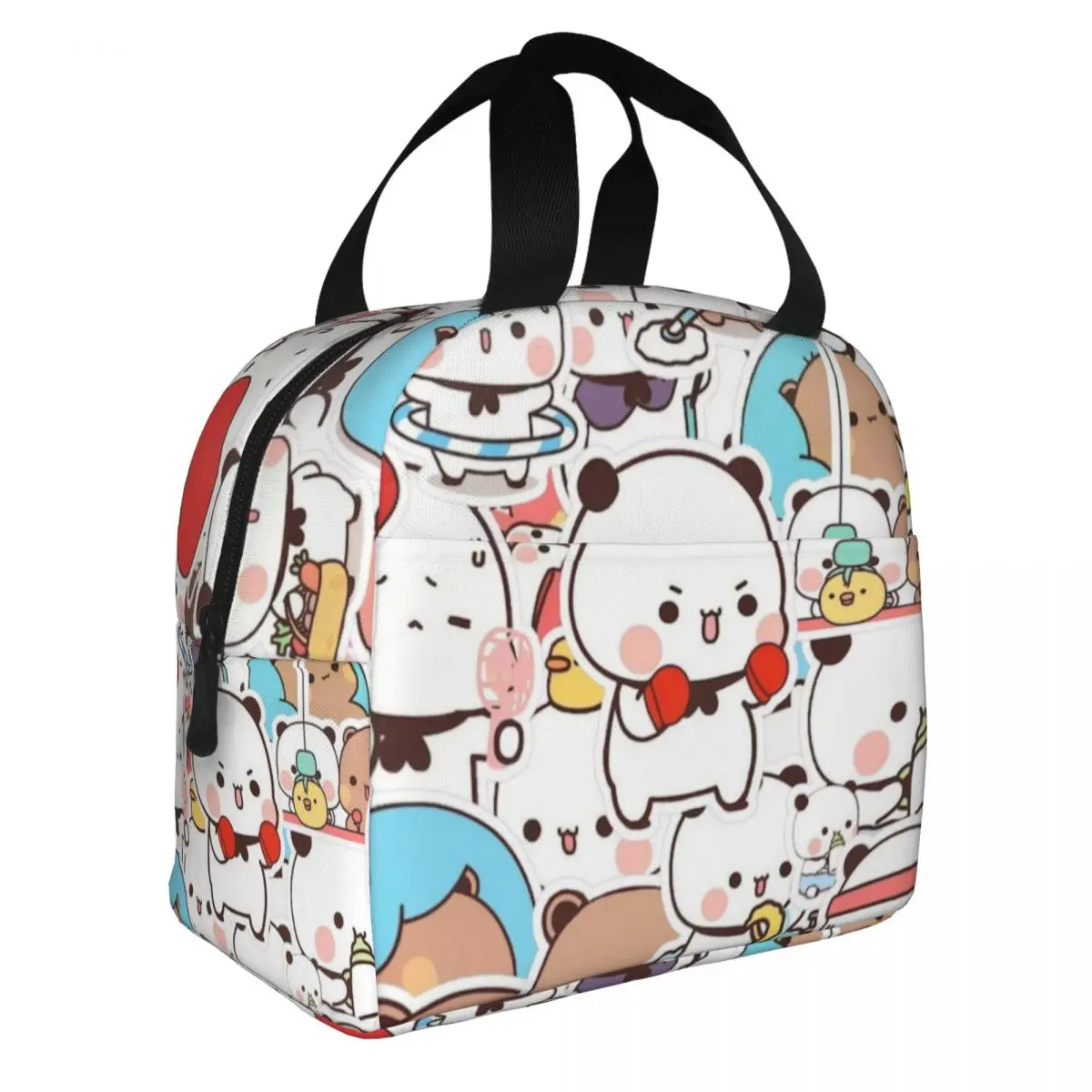 Panda Bear And Brownie True Love BUBU DUDU Couple Insulated Lunch Bag for Outdoor Picnic Portable Cooler Thermal Bento Box