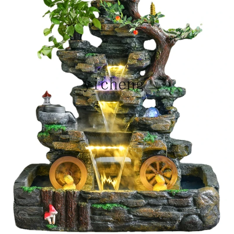 b9 Artificial Mountain and Fountain Fish Pond Waterfall Balcony Courtyard Landscape Lucky Decoration
