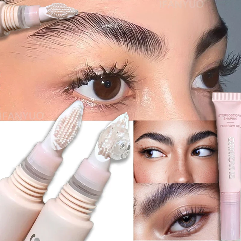 3D Brow Gel Waterproof Smudge-Proof Eyebrow Styling & Shaping with Silicone Brush Long-Lasting Hold for All-Day Wear Brow Makeup