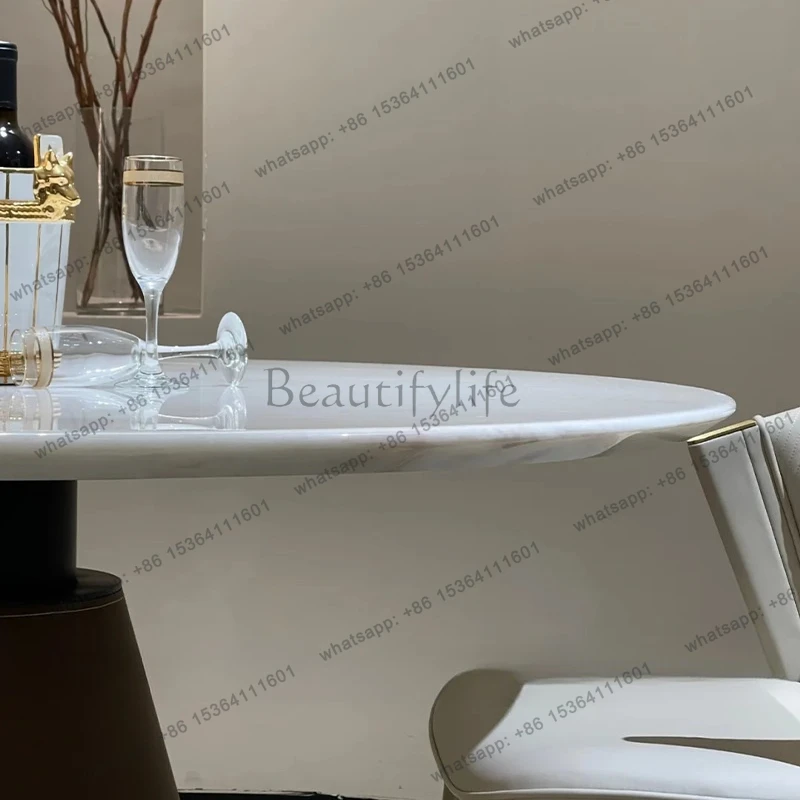 Pink Luxury Stone Round Table Italian Light Luxury Rose Rainbow Natural Marble Modern Simple Round Dining Table