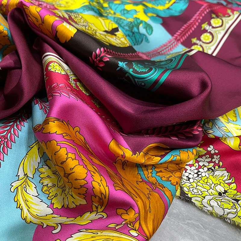 Italian Fashion Brand Designer Silk Stretch Satin Fabric Colorful Gorgeous Print DIY 100% Mulberry Silk Fabric 2023 High Quality