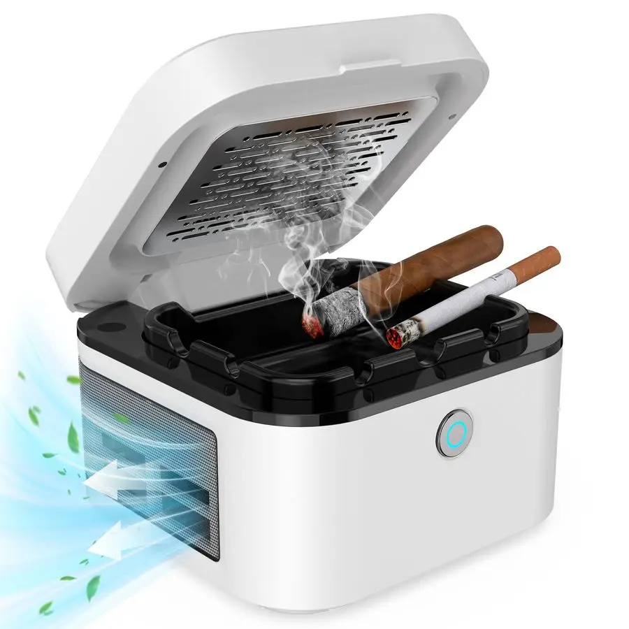 

in 1 Air Purifier Multifunctional Smokeless Ashtray for Cigarette Smoker, HEPA Filter Reduce Smoke, USB Rechargeable Smoke Ashtr