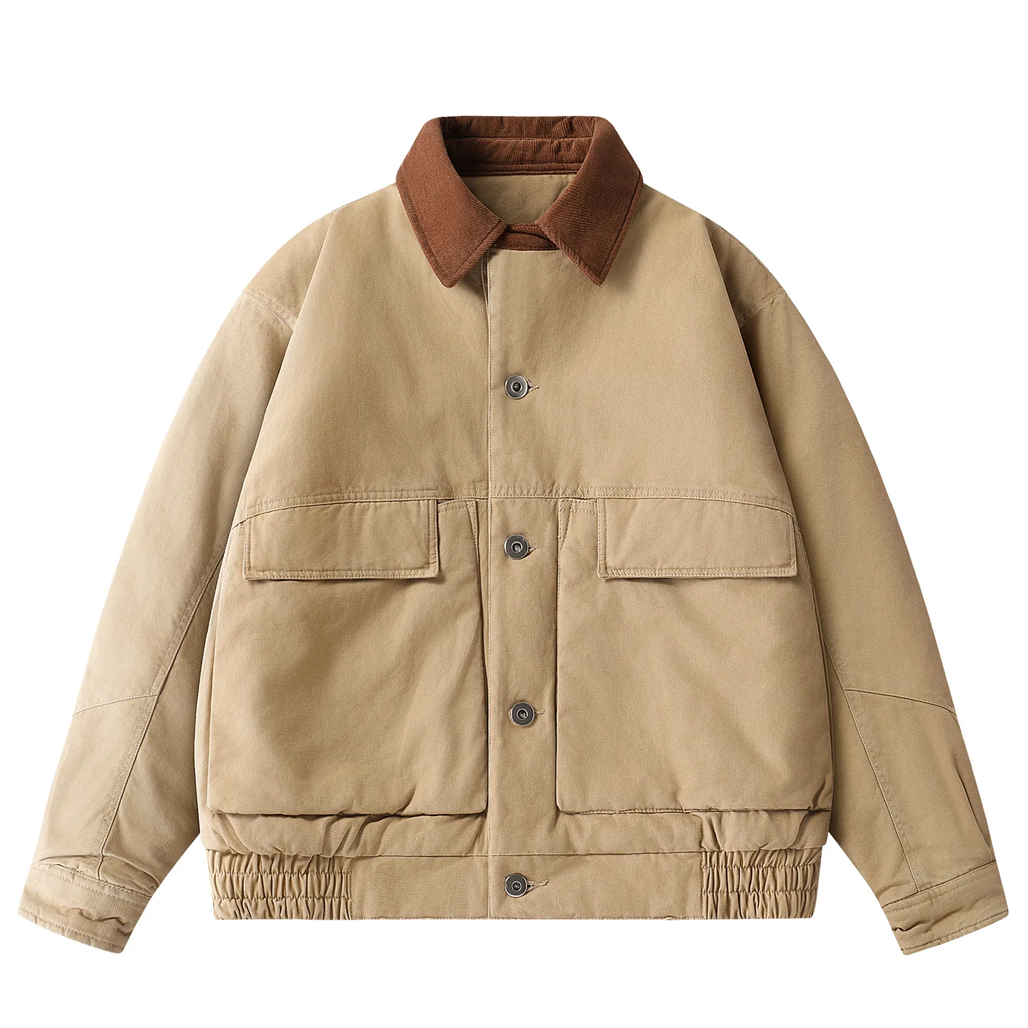 Amekaji Winter Japanese Retro Barn Corduroy Collar Patchwork Jacket, Unisex Loose Fit Detroit Padded Coat American Vintage