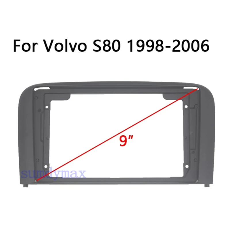 9 inch 2 Din Fascia for Volvo S80 1998-2006 Radio CD DVD Stereo Panel Dash Mount Installation Trim Kit Frame Plate Bezel