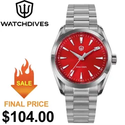 Watchdives WD0006 Watch VH31 Sweep Second Movement Domed Sapphire Crystal BGW9 Luminous 10Bar Waterproof 38mm Vintage Watches