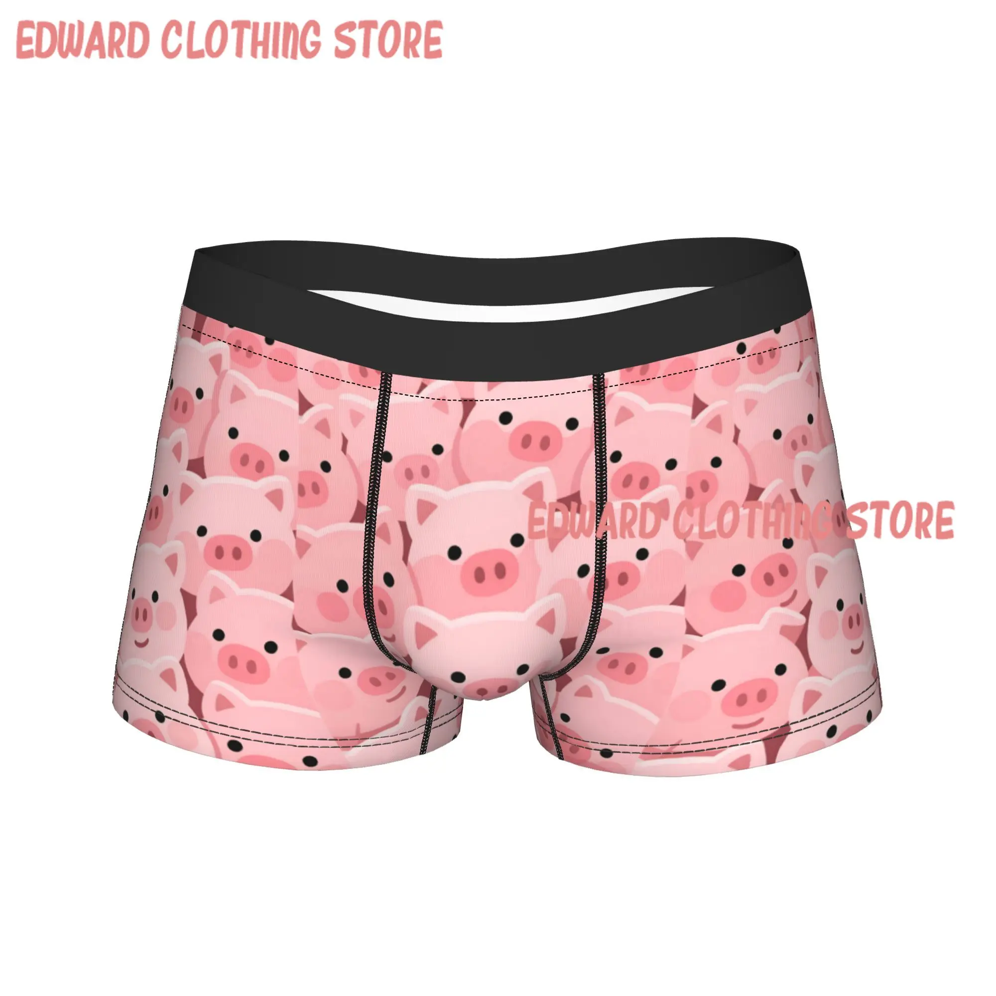 Flat Style Blush Pig Face Seamless Pattern Underwear  Pattern Boxershorts High Quality Men's Underpants Classic Boxer Brief Gift