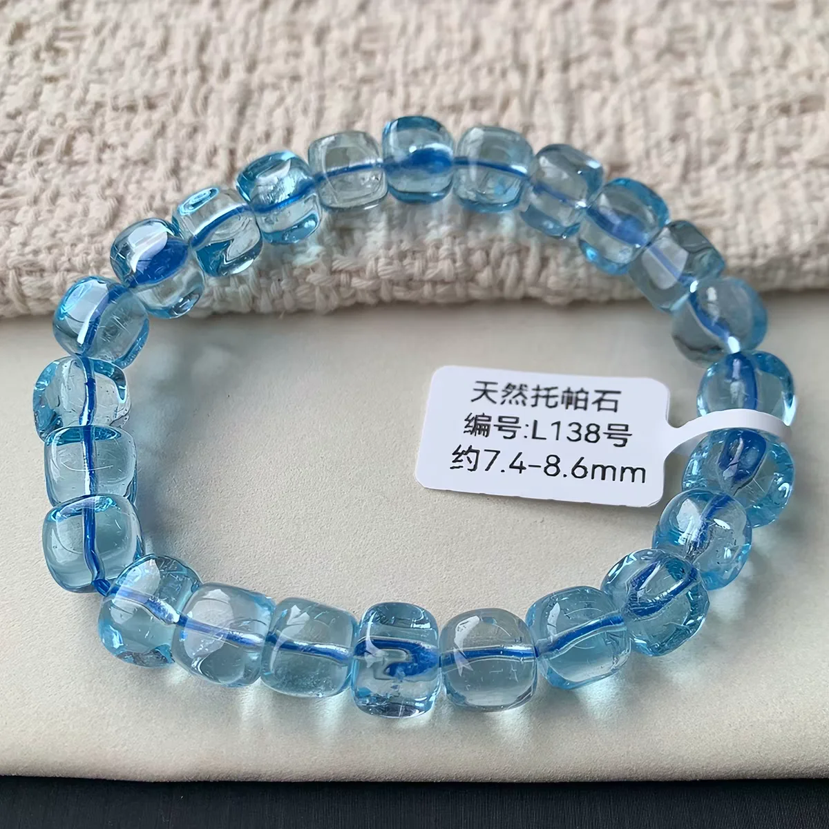 Natural Blue Aquamarine Clear Cube Beads Bracelet 7.5mm Women Stretch Crystal Aquamarine Fashion Jewelry AAAAA