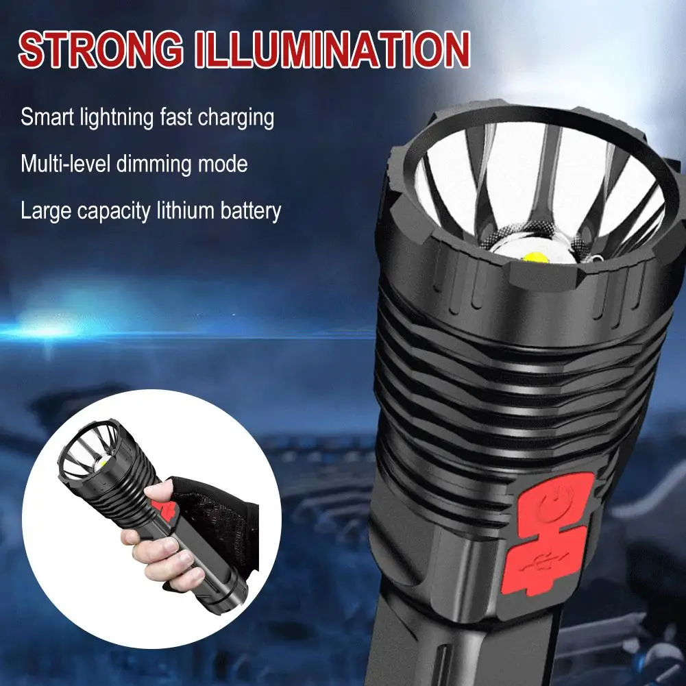 Super High Powerful LED Flashlight Tactical Torch Built-in Lamp USB Rechargeable Ultra Bright Battery Lantern Working P50 O0V4