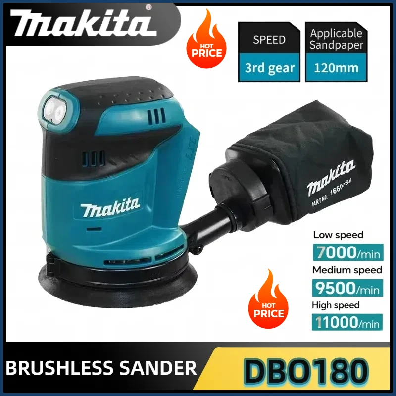 

Makita DBO180Z 18 В литий-ионный бесщеточный перезаряжаемый диск случайный орбитальный шлифовальный станок деревообрабатывающий шлифовальный шпатлевка полировка голый инструмент