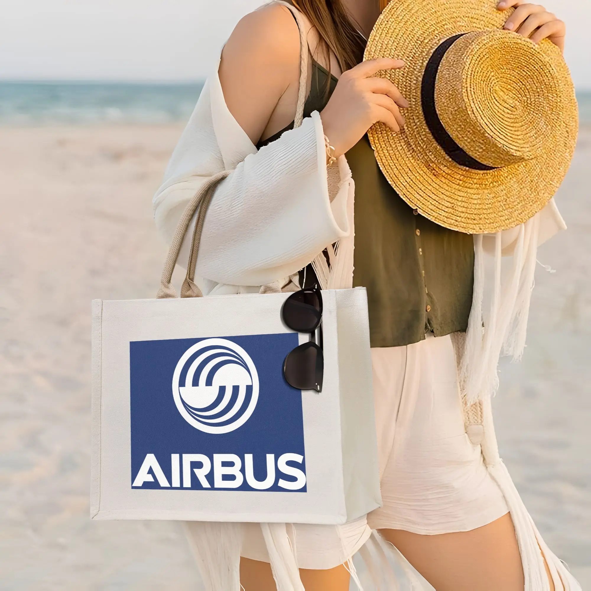 

Сумки для покупок с логотипом Airbus, холщовая сумка-тоут, многоразовая сумка-тоут для девочек, дорожная сумка через плечо