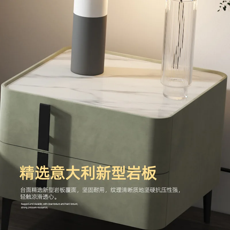 Free shipping light luxury bedside table flannel fabric ne Italian minimalist slate bedside cabinet