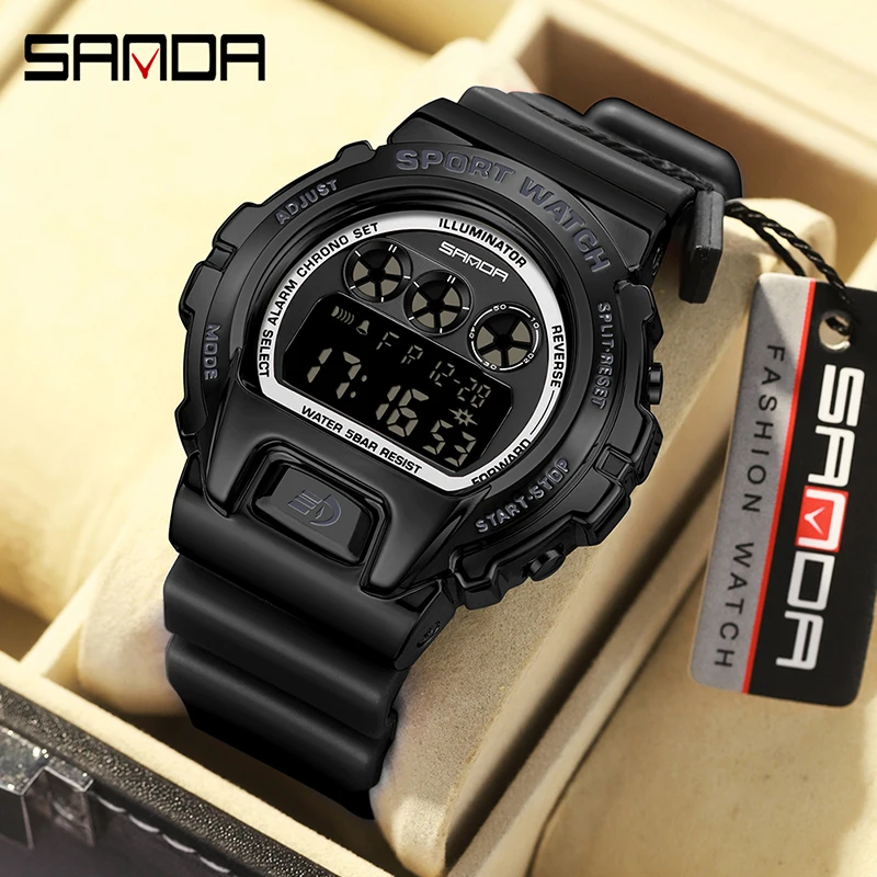 SANDA 2127 Original Luxury Digital Watches For Men Waterproof LED Screen Military Watch Luminous Outdoor Sport Clock Gift Boys