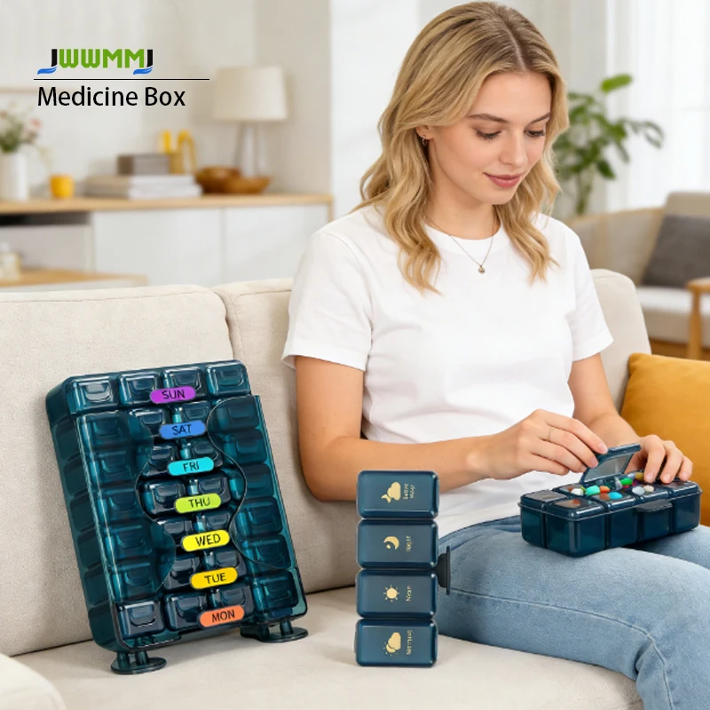 

Еженедельный органайзер для таблеток на 7 дней, 4 приема в день, с 7 отдельными секциями, для ежедневного хранения лекарств