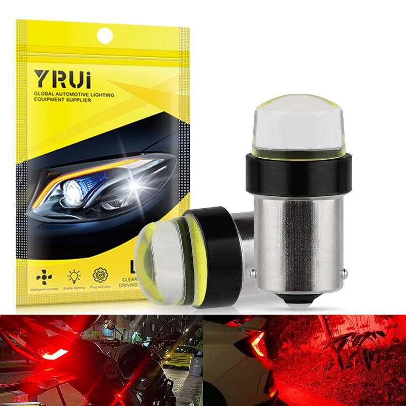 

YiRui 2Pcs Motorcycle Silicone Lamp LED 1157 COB 1156 BA15S P21W 1157 BAY15D P21/5W Reverse Turn Signal Brake Bulb