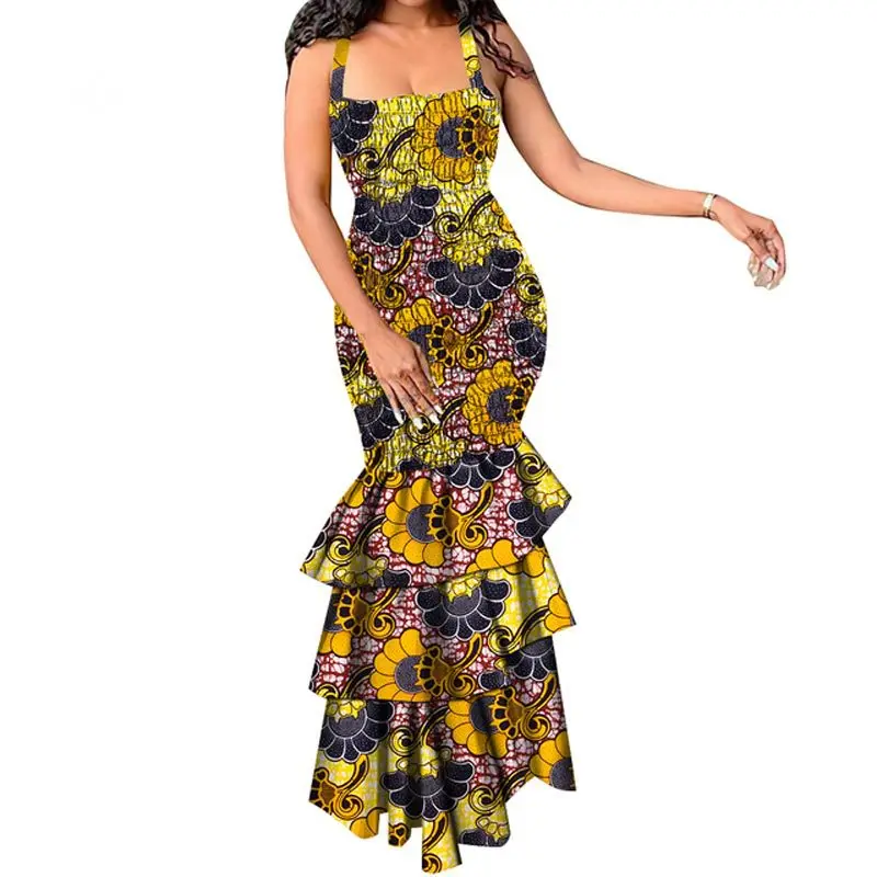 African Print Woman Summer 2024 Dashiki Sexy Party Dress Plus Size Ladies Sleevess Elegant Free Size Bazin Riche Evening Dresses