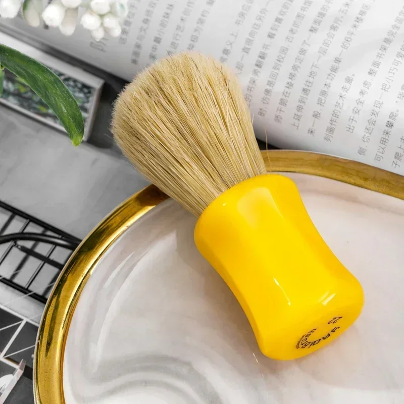 YAQI New Minimalism Joy Butterscotch Color Handle Men Wet Bristle Shaving Brush Portable High Quality Durability Shaving Brush