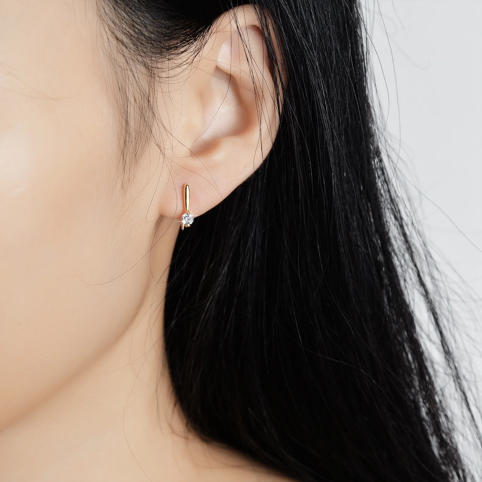 Moissanite Earrings Lab Diamond 925 Sterling Silver with White Champagne Gold Plated Studs Hoop Earring Wedding Jewelry
