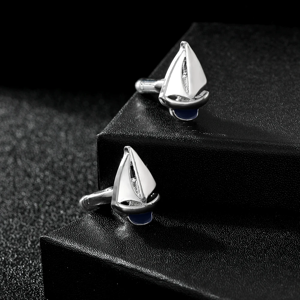 Sports Mens Sailboat Shaped Cufflinks Personality Sailing Boat Design Sleeve Button Father's Day Gift