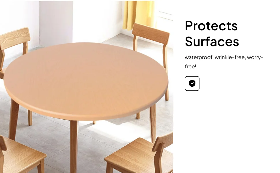 Round Fitted Tablecloth Summer Table Cover Wipe Clean Oil Proof for Decor