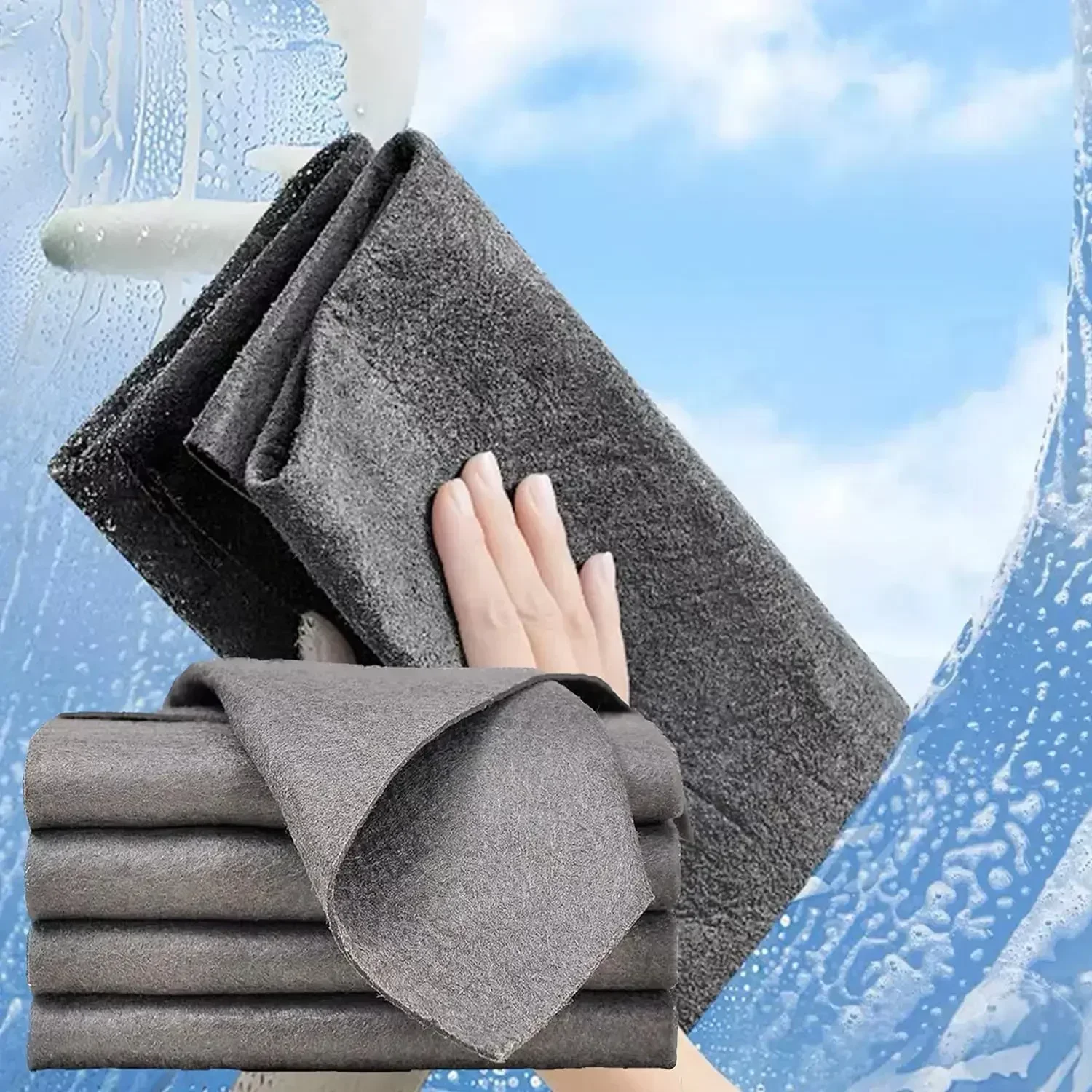 5Pcs Thickened Magic Cleaning Cloth Microfiber Glass Clean Towel Reusable Washable Lint-free Cleaning Rags for Kitchen Glass Car