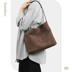 Suede Stylish Commuter Tote Bag For Ladies Large-Volume Women's Soft Leather One Shoulder Bag