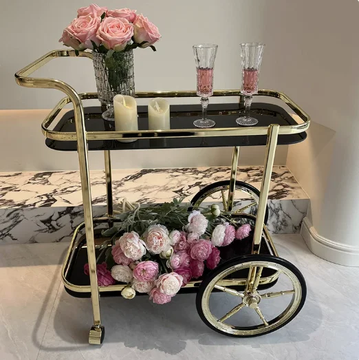 Dining car storage rack living room bedroom bathroom mobile trolley sofa bar tea cart.